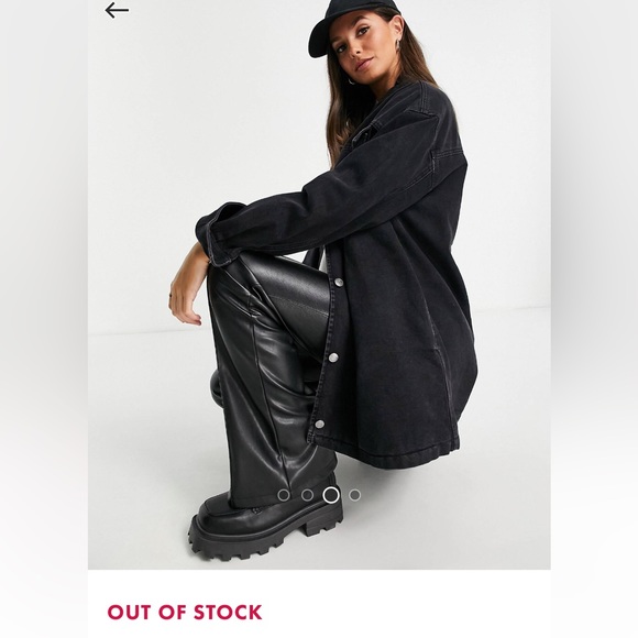 ASOS Tall Denim Oversized Shacket in Washed Black. - Picture 3 of 4